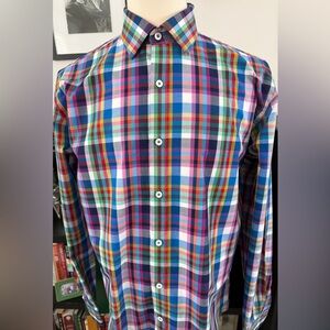 Bugatchi Uomo Colorful Dress Shirt. Size L(16-16.5). Excellent Condition.